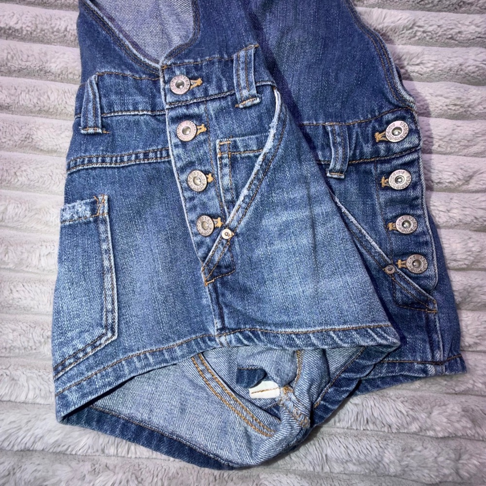 Free People Womens 24 Denim Shortalls Blue Jean Overalls Medium Wash Shorts - Picture 5 of 12